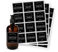 v2croft Lot de 36 étiquettes étanches pour bouteilles, style rétro ferme, pour salle de bain, cuisine, vaisselle, distributeur de lotion, shampooing, après-shampooing, 7 x 7 cm (Noir), Retro