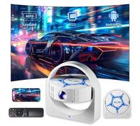 V3 Mini Projecteur avec Wi-FI&Bluetooth,Projecteur Portable Android 14,résolution 1920×1080p,Videoprojecteur pour la Chambre, Haut-parleurs intégrés,600 lumens,Rotation à 360°(Blanc)