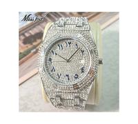 (V301Q-SS) Montre de luxe tendance pour homme, style hip-hop, marque MISSFOX, diamant glacé, étanche,