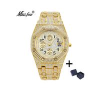 (V302-GG) Marque de mode MISSFOX Montres de luxe Hommes Date automatique Étanche Quartz Horloge Hip