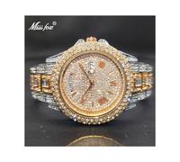 (V320R-RGS) Montre de luxe Missfox Ice Out Diamond pour homme, multifonction, avec réglage de la date