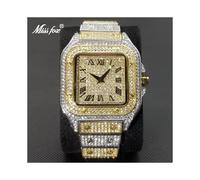 (V324 Or Argent) MISSFOX Ice Out Square Montre pour hommes Top Marque Luxe Full Diamond Montres pour