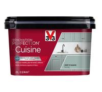 V33 Peinture de rénovation cuisine, Rénovation perfection Vert d'Agave satin 2L