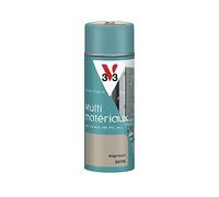 V33 - Aérosol - Bombe Peinture Extérieure Multi-matériaux - Peinture Antirouille - Mobiliers, Fenêtres, Portails, Grilles - Séchage Rapide et Tendu Bon - Teinte Beige Argile Satin - 400ml