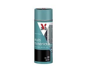 V33 - Aérosol - Bombe Peinture Extérieure Multi-matériaux - Peinture Antirouille - Mobiliers, Fenêtres, Portails, Grilles - Séchage Rapide et Tendu Bon - Teinte Noir Satin - 400 ml