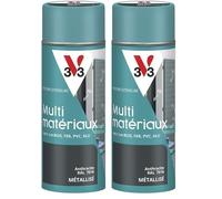 V33 Bombe Peinture Extérieure Multi-matériaux Anthracite Métallisé 400ml (Lot de 2)