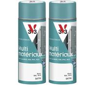 V33 Bombe Peinture Extérieure Multi-matériaux Blanc RAL 9016 Satin 400ml (Lot de 2)
