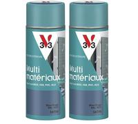 V33 Bombe Peinture Extérieure Multi-matériaux Bleu orage Satin 400ml (Lot de 2)