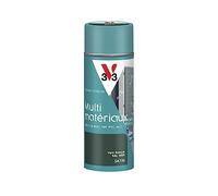 V33 Bombe Peinture Extérieure Multi-matériaux Vert basque Satin 400ml | RAL 6005, Aérosol, Antirouille, Séchage Rapide, Pour Mobiliers, Fenêtres, Portails, Grilles