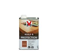 V33 Huile et Protection pour Meubles et Boiseries, Palissandre 0,5l | Nourrit et respecte l'aspect naturel du bois, Protège de l'eau et des taches, Application facile sans essuyage