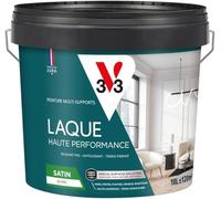 V33 - Laque Haute Performance - Peinture blanche multi-supports - Peinture Intérieure & Extérieure - Haute Résistance aux Chocs & Taches - Haute Adhérence - Blanc Eclatant - Autolissant - Satin - 10L