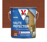 V33 Lasure Bois extérieur Acajou satin - Haute Protection 8 ans - Haute résistance hydrofuge et anti-UV - Résiste aux variations du bois - Ecolabel, résine d'origine végétale - 2,5L