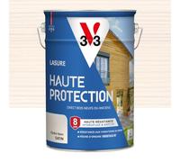 V33 Lasure Bois extérieur Cèdre blanc satin - Haute Protection 8 ans - Haute résistance hydrofuge et anti-UV - Résiste aux variations du bois - Ecolabel, résine d'origine végétale - 5L