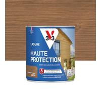 V33 Lasure Bois extérieur Chêne moyen satin - Haute Protection 8 ans - Haute résistance hydrofuge et anti-UV - Résiste aux variations du bois - Ecolabel, résine d'origine végétale - 0,75L
