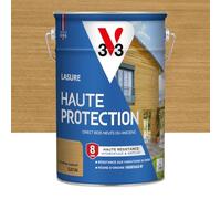 V33 Lasure Bois extérieur Chêne naturel satin - Haute Protection 8 ans - Haute résistance hydrofuge et anti-UV - Résiste aux variations du bois - Ecolabel, résine d'origine végétale - 5L