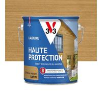V33 Lasure Bois extérieur Chêne naturel satin - Haute Protection 8 ans - Haute résistance hydrofuge et anti-UV - Résiste aux variations du bois - Ecolabel, résine d'origine végétale - 2,5L