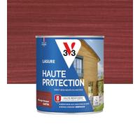V33 Lasure Bois extérieur Rouge basque satin - Haute Protection 8 ans - Haute résistance hydrofuge et anti-UV - Résiste aux variations du bois - Ecolabel, résine d'origine végétale - 0,75L