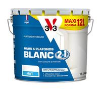 V33 Peinture blanche mur et plafond mat, BLANC 2 EN 1, 12L