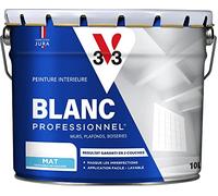 V33 Peinture Blanche Mur Et Plafond Mat, BLANC PROFESSIONNEL, 10L