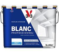 V33 Peinture Blanche Mur Et Plafond Mat, BLANC PROFESSIONNEL, 5L