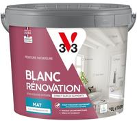 V33 Peinture blanche mur et plafond mat - multi-supports - monocouche - BLANC RENOVATION®, 10L