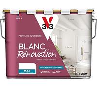 V33 Peinture blanche mur et plafond mat - multi-supports - monocouche - BLANC RENOVATION®, 5L