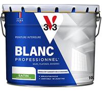 V33 Peinture Blanche Mur Et Plafond Satin, BLANC PROFESSIONNEL, 10L
