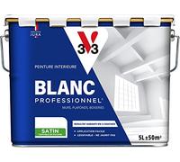 V33 Peinture Blanche Mur Et Plafond Satin, BLANC PROFESSIONNEL, 5L
