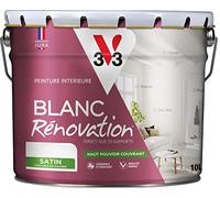 V33 Peinture blanche mur et plafond satinée - multi-supports - monocouche - BLANC RENOVATION®, 10L