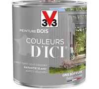 V33 Peinture Bois Couleurs d ICI® - Gris soyeux - Ecorce d'olivier - Velours - 0,5L