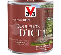 V33 Peinture Bois Couleurs d ICI® - Rouge intense - Granit rose de bretagne - Velours - 0,5L