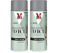 V33 Peinture Bois Couleurs d'ICI aérosol - Vert pastel - 400ml (Lot de 2)