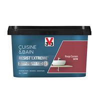 V33 Peinture Cuisine & Bain Resist'Extrême® Satin - Rouge Carmen - 2L | Multi-supports, Peinture murs boiseries radiateurs, Imperméable, Anti-taches, Ultra Lessivable