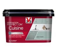 V33 Peinture de rénovation cuisine, Rénovation perfection Vert d'Agave satin 2L