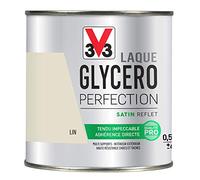 V33 Peinture Laque Glycéro Satin Lin 0,5L | Tendu impeccable, Adhérence directe, Multi-supports, Intérieur-Extérieur, Haute résistance taches et chocs