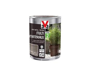 V33 Peinture multi-matériaux - Finition effet métal, Argent vielli, 0,25 L