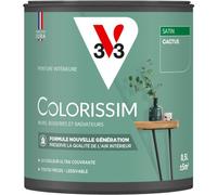 V33 Peinture multi-supports Colorissim® Cactus satin 0,5L | Peinture Murs Boiseries Radiateurs, Ultra-couvrant, Toutes pièces, Lessivale, Qualité de l'air intérieur, Couleurs intenses