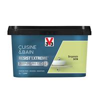 V33 116907 Peinture multi-supports monocouche Cuisine et Bain Resist'Extrême Satin, Bergamote, 2 L