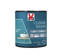 V33 Peinture multi-supports monocouche Cuisine & Bain Resist'Extrême® Satin, Bleu Atoll, 0,5L