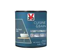 V33 Peinture multi-supports monocouche Cuisine & Bain Resist'Extrême® Satin, Bleu Profond, 0,5L