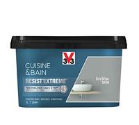 V33 116894 Peinture multi-supports monocouche Cuisine et Bain Resist'Extrême Satin, Gris Beton, 2 L