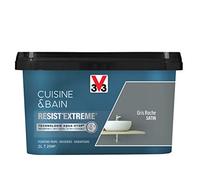 V33 Peinture Multi-supports Monocouche Cuisine & Bain Resist'Extrême Satin, Gris Roche, 2L