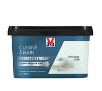 V33 116898 Peinture multi-supports monocouche Cuisine et Bain Resist'Extrême Satin, Perce Neige, 2 L