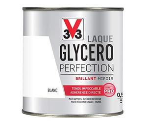 V33 Peinture multi-supports monocouche Laque Glycéro brillant, Blanc 0,5L | Tendu impeccable, Adhérence directe, Multi-supports, Intérieur-Extérieur, Haute résistance taches et chocs