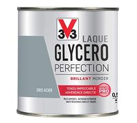 V33 Peinture multi-supports monocouche Laque Glycéro brillant, Gris acier 0,5L