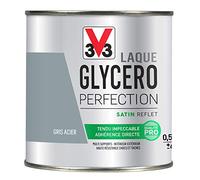 V33 Peinture multi-supports monocouche Laque Glycéro satin, Gris acier 0,5L