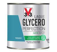 V33 Peinture multi-supports monocouche Laque Glycéro satin, Turquoise, 0,5 L