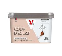 V33 Peinture Murale Coup d'Éclat® Blanc Talc Mat Poudré 2,5L | Tous murs neuf ou anciens, Rénovation facile, Masque les défauts, Lessivable, Contient des matières recy s