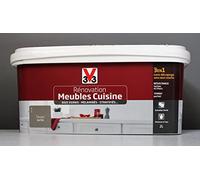 V33 Peinture pour rénovation de meubles cuisine (Bois vernis-Mélaminés-Stratifiés) Satin Taupe 2 L