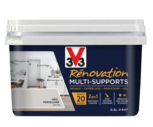 V33 Peinture rénovation multi-supports, Gris porcelaine satin 0,5L